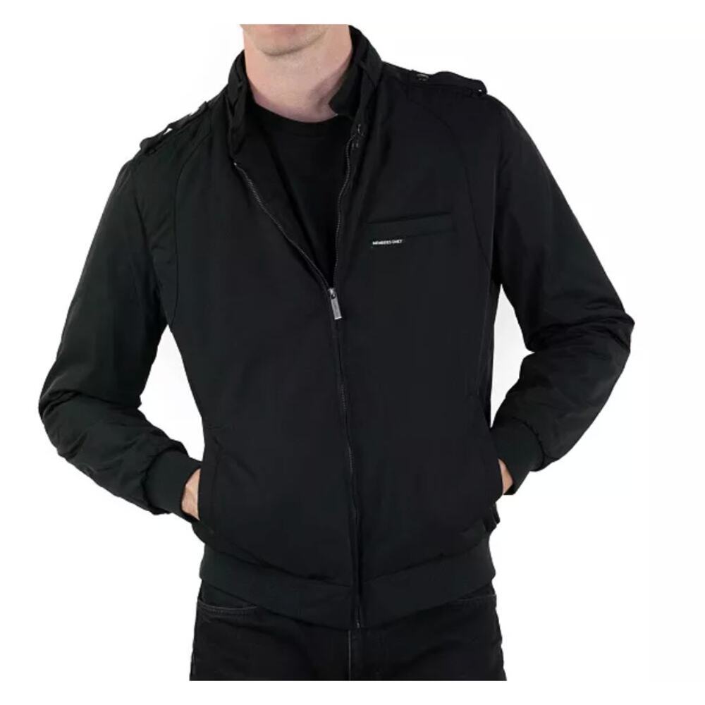 Members Only Vintage Style Bomber Jacket Black Size M Retro 80s Streetwear